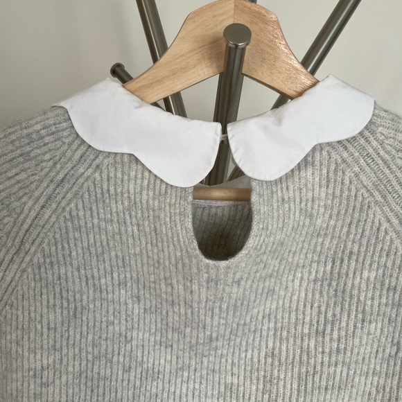 Ted Baker Oatmeal Scalloped Collar Sweater, 4 - Picture 2 of 7